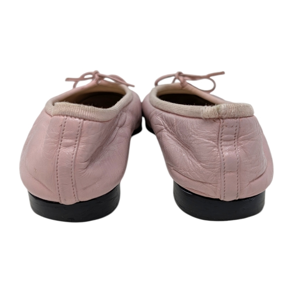 Vintage Chanel Ballet Flats Pink Black Cap Toe Bow Interlocking CC Logo 37.5 | 7 - Picture 6 of 12